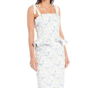 BLUE + WHITE PEPLUM DRESS